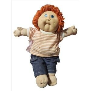 Vintage Cabbage Patch Kids Doll Red Yarn Hair Blue Eyes KT Factory 1980s Coleco
